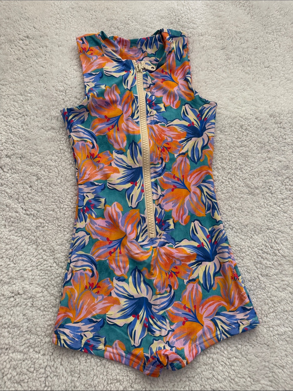 Stone Fox Swim Teal Floral Zip One-Piece
